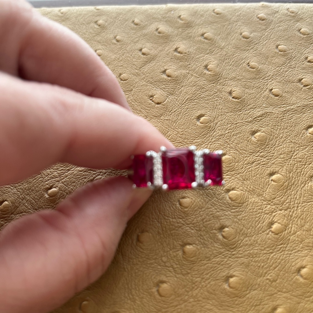 Simulated Ruby 3 Stone Ring